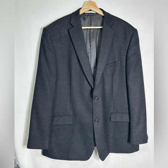 Joseph Abboud Other - Joseph Abboud Mens 46R Grey Plaid 100% Wool 2-Button Blazer Sport Coat Jacket